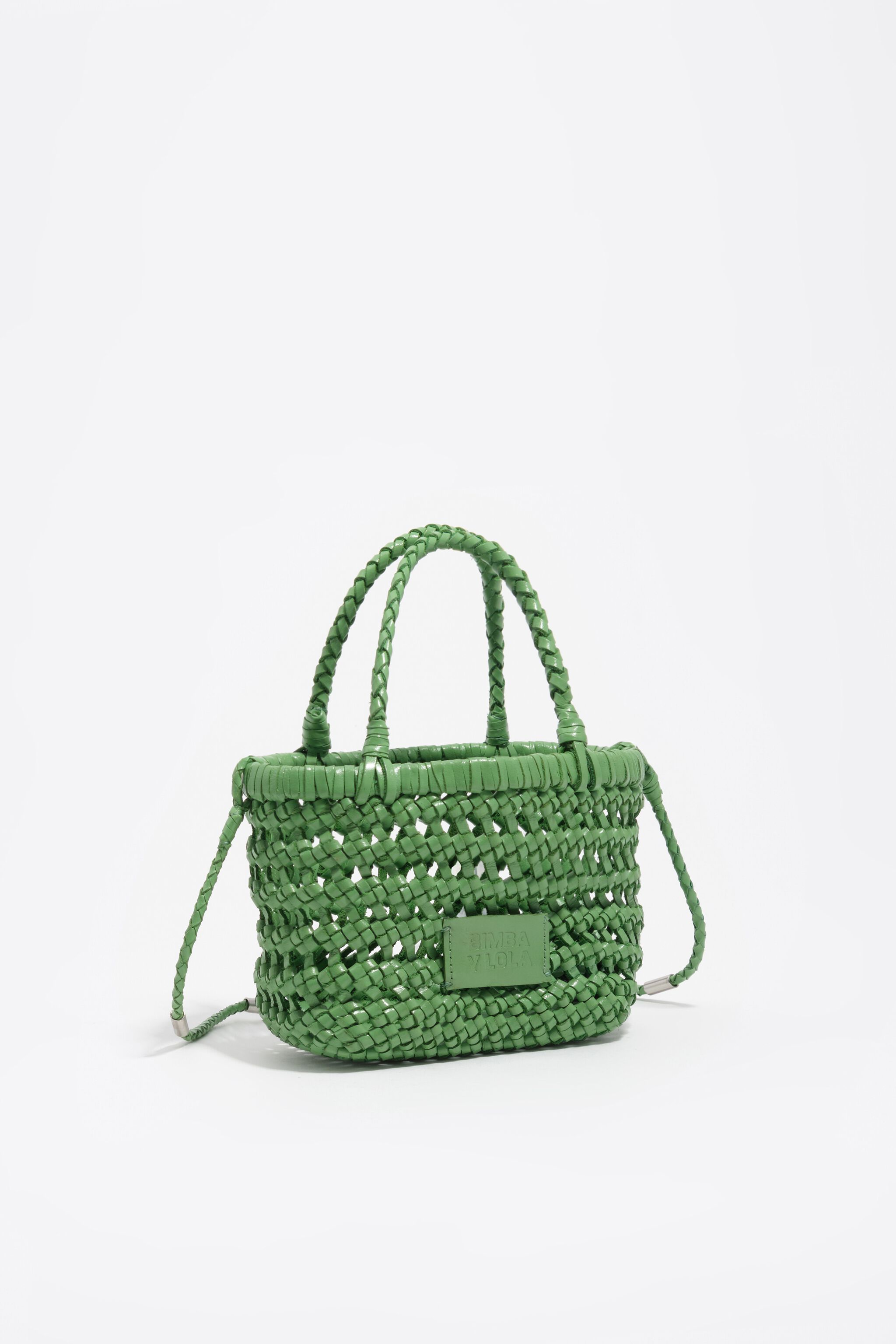 Emerald plaited leather mini bag