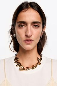 Collar corazones textura bicolor