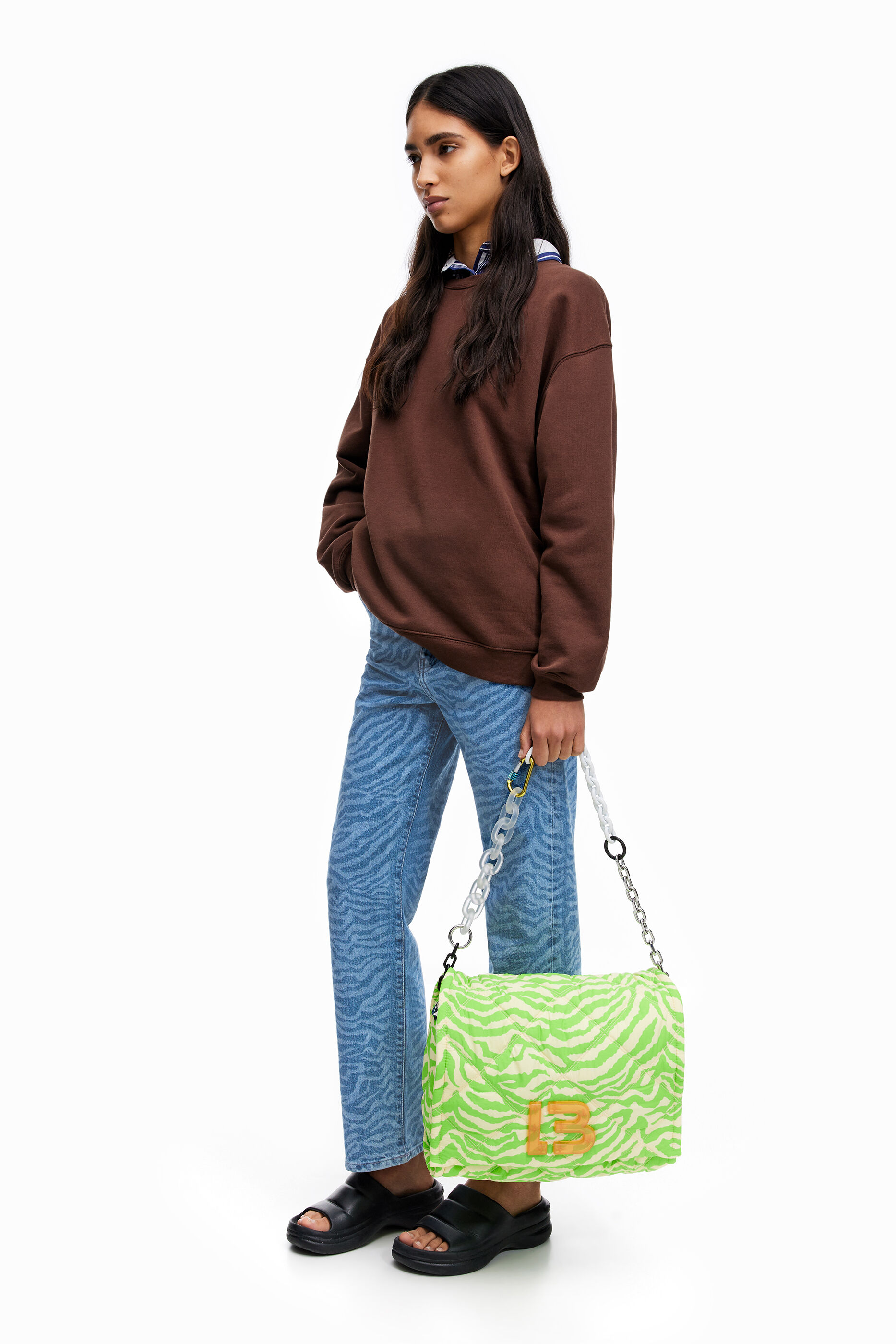 ORCIANI | Borsa a mano media Fan Ecoline in eco-nylon e pelle NERO | Shop  online