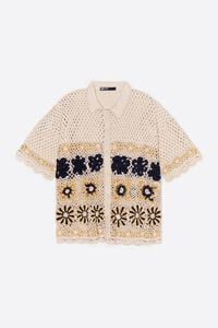C&aacute;rdigan oversize crochet beige