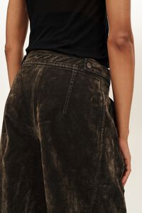 BARREL - Pantal&oacute;n algod&oacute;n flocado caqui oscuro
