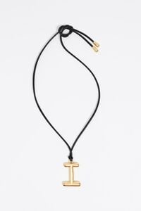 Matte gold letter I cord necklace