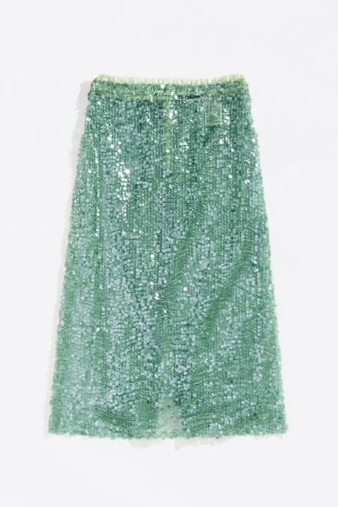 Falda lentejuelas midi verde Falda lentejuelas midi verde