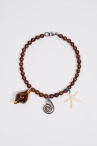 Aged silver necklace with stones and seashells