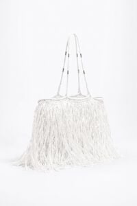 Large white raffia-effect shopper bag