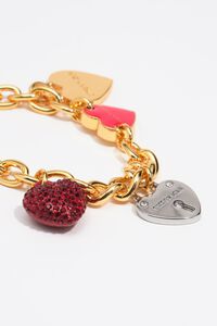 Chain bracelets with enamel crystal hearts and logo