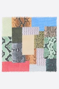 Geometric snakeskin design patchwork shawl