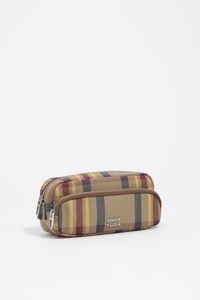 Estuche pocket jacquard tart&aacute;n caqui granate