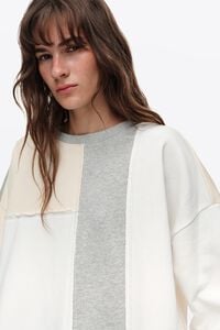 Bluza oversize patchwork bawełna kość słoniowa