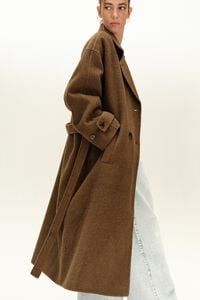 Olive belted double-face coat