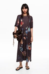 Seabed anthracite wrinkled knit midi dress