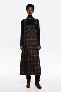 Vestido pichi cuadros caqui oscuro