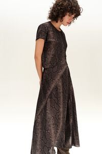 Brown snake fluid frill dress