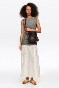 Small coffee leather Paper crossbody bag