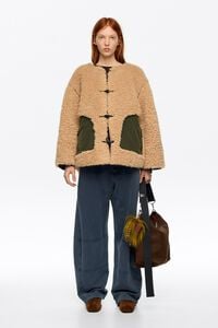 Camel fur coat with hook-and-eye clasps