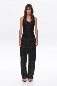 Pantal&oacute;n carrot cuadros marr&oacute;n oscuro
