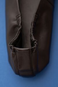 Black ruched leather ballerina