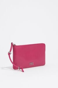 Large fuchsia leather coin purse