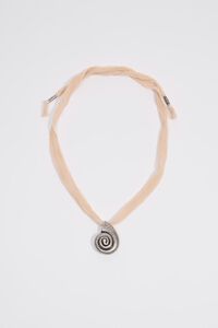 Nude woven necklace with aged silver seashell