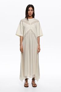 Ivory lace dual material dress