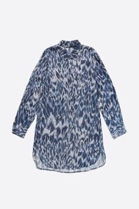 Camisa recta larga Plumancha azul marino