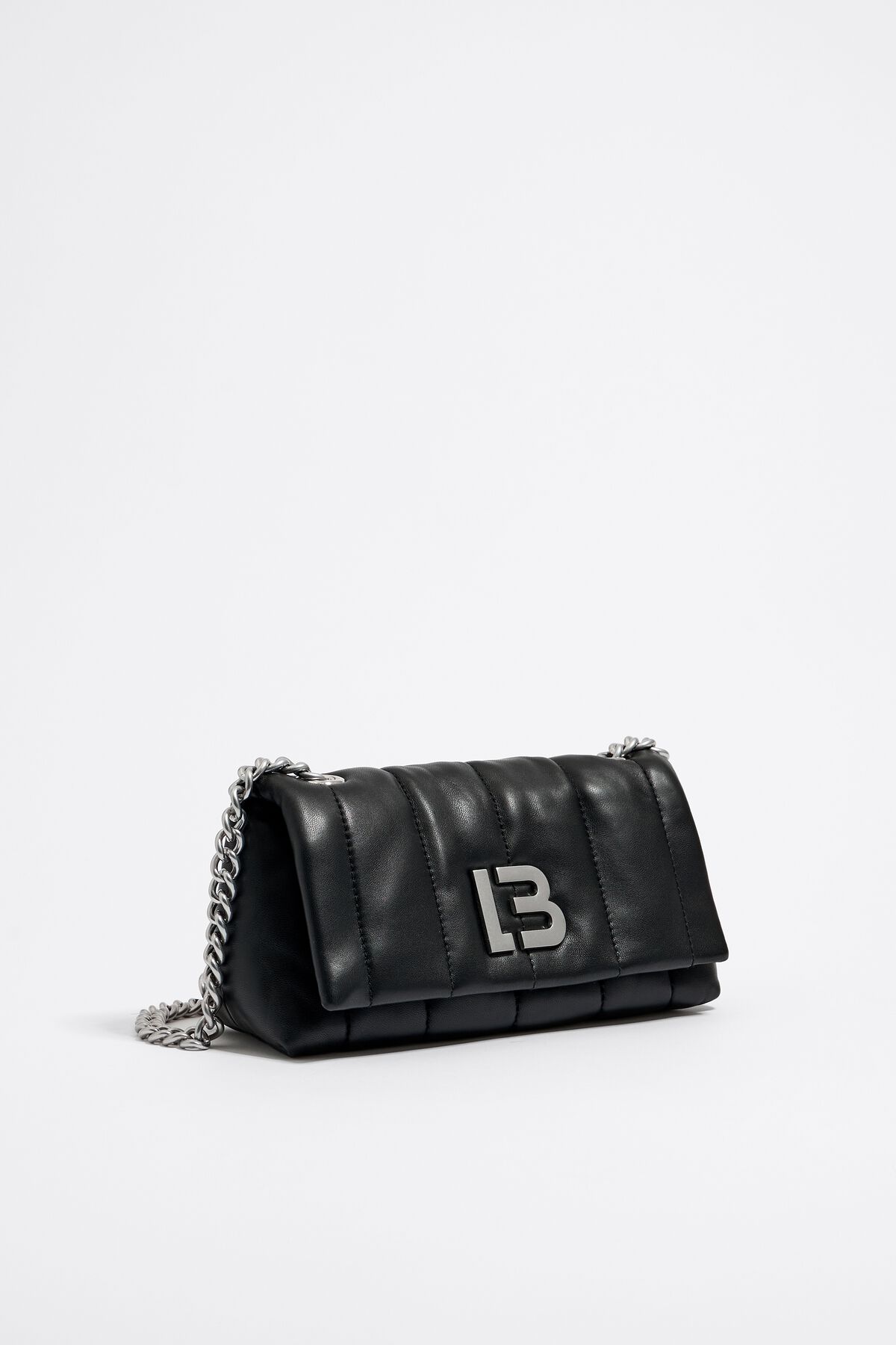 Small black nappa leather bag flap