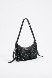 Mini black leather Pocket slouch bag