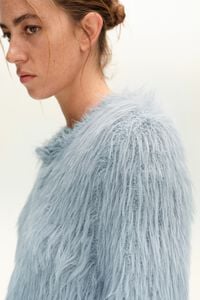 C&aacute;rdigan pelo recto azul claro
