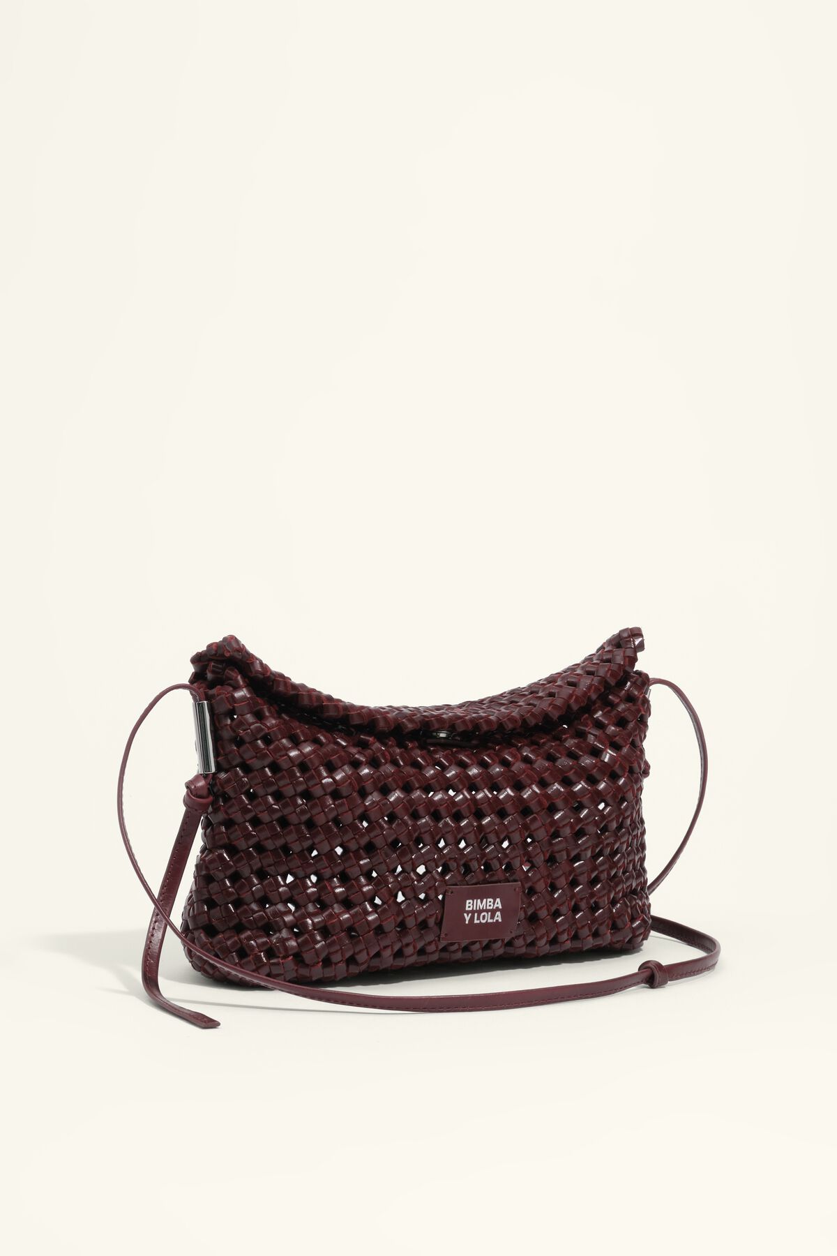 Bolso bandolera pequeño piel trenzada burdeos