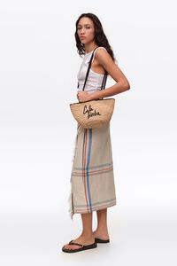 Small natural raffia basket bag