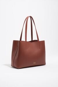 Large walnut leather Chihuahua shopper bag