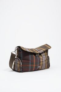 Large chocolate green tartan Pocket flap bag