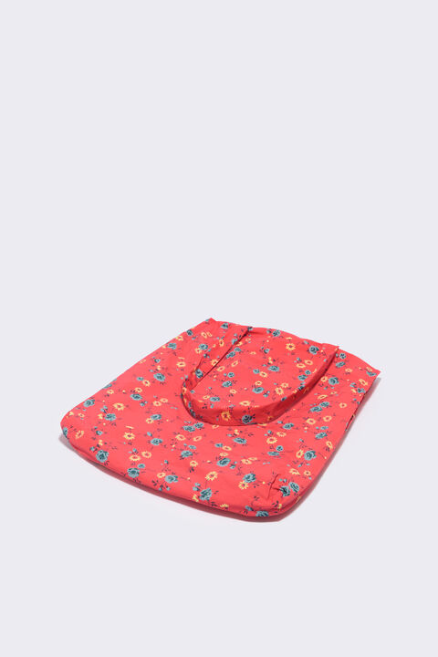 Red Flowers Nylon Shopper Bag