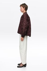 Raspberry padded bomber jacket