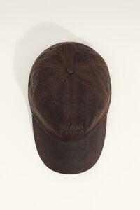 Brown coated fabric cap