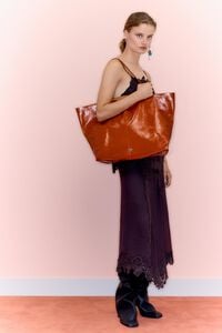 Bolso shopper Paper maxi piel naranja quemado