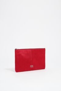 Medium lava leather zipped make-up clutch
