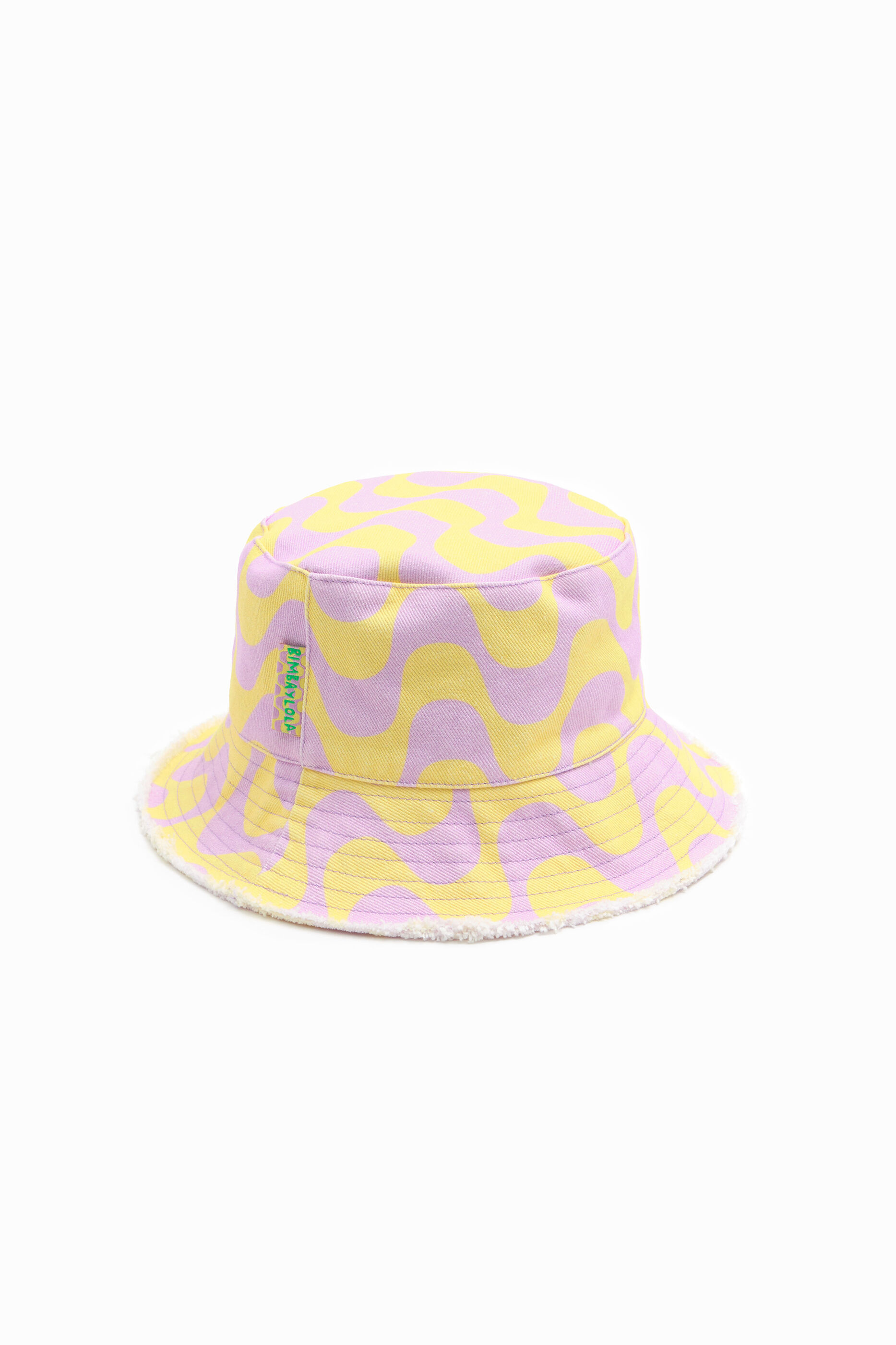 Yellow and pink bucket print hat