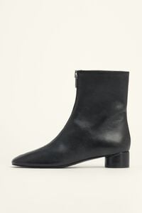 Botins salto fecho de cerrar pele preto