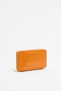 Billetera horizontal grabado cocodrilo naranja