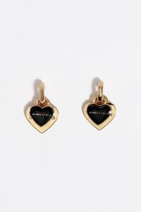 Black and gold hearts hoop earrings