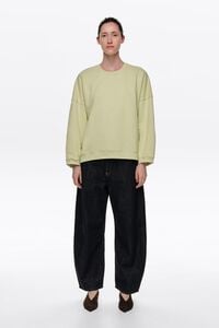 Lime straight sweatshirt with topstitching