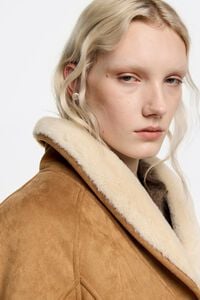 Camel cow suede jacket with fur interior