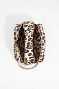 Large beige Leopard nylon double make-up case