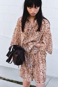 Camisa plisada manga curta watercolor Dots