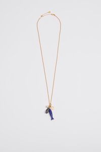 Aged gold necklace with fish and seashells