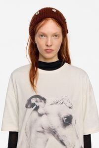 Brown knit crystals headband