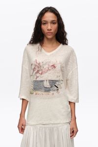 Camiseta logo Cala Bimba lino lavado marfil