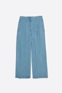 WIDE LEG - Pantal&oacute;n denim azul claro lavado