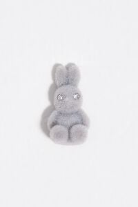 Gray flocked rabbit earrings